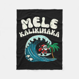 Christmas Surfing Santa Mele Kalikimaka Xmas Men B Fleece Blanket
