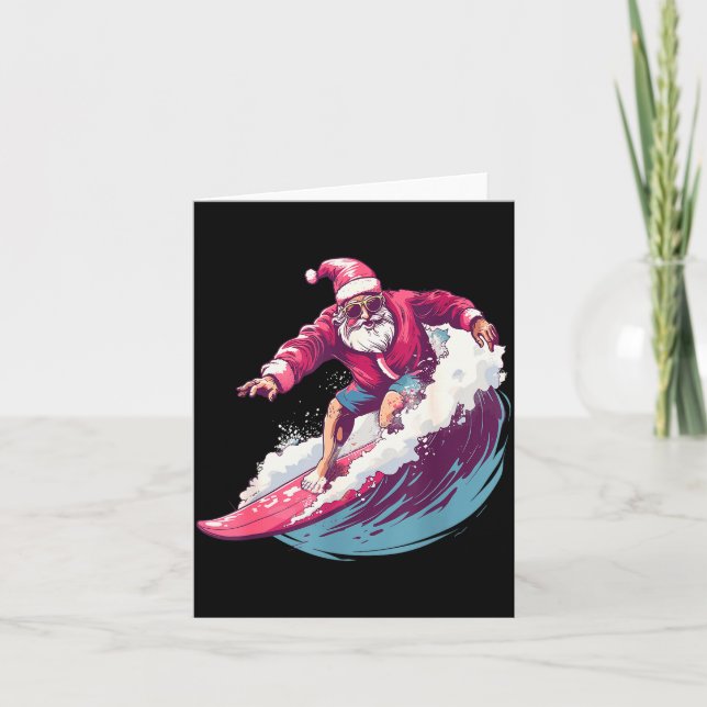 Christmas Surfing Santa Surfboarder Surf Lover Xma Card (Front)