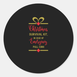 christmas survival kit classic round sticker