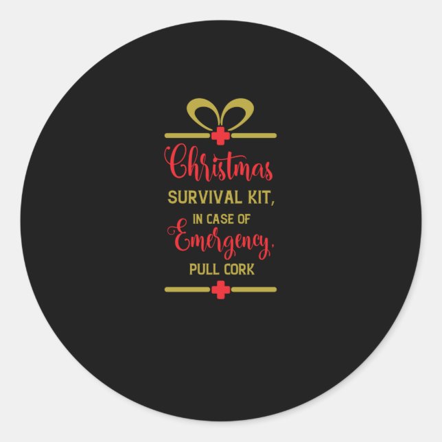 Christmas survival kit classic round sticker (Front)