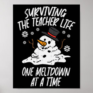 Christmas Surviving Teacher Life Meltdown Xmas Wom Poster
