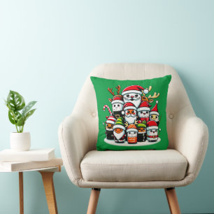 Christmas Sushi Festive Celebration Throw Pillow