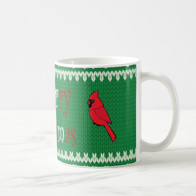 Christmas Sweater Coffee Mug with Red Cardinals (Right)