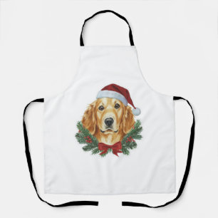 Christmas sweater Golden Retriever dog Santa Dog   Apron