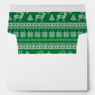 Christmas Sweater Green White Envelope
