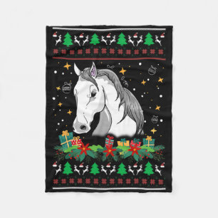 Christmas Sweater Horse Snowman Manger Ornaments Fleece Blanket