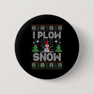 Christmas Sweater I Plow Snow Matching Couples Paj 2 Inch Round Button