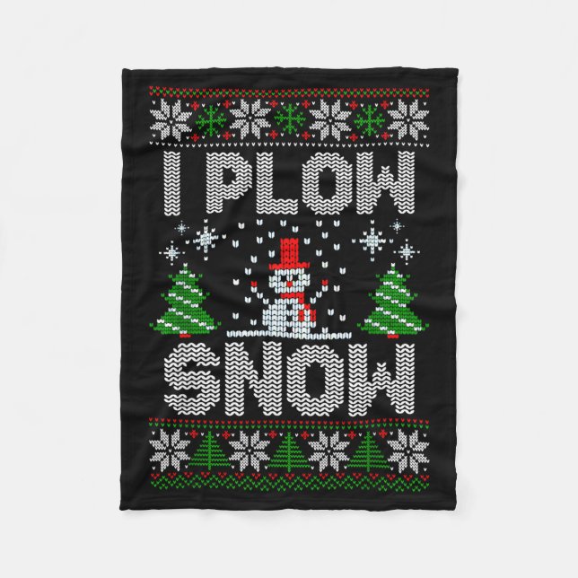Christmas Sweater I Plow Snow Matching Couples Paj Fleece Blanket (Front)