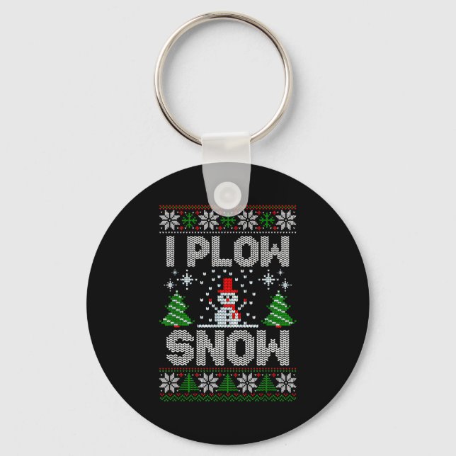 Christmas Sweater I Plow Snow Matching Couples Paj Keychain (Front)