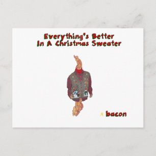 Christmas Sweater-ized Bacon Holiday Postcard