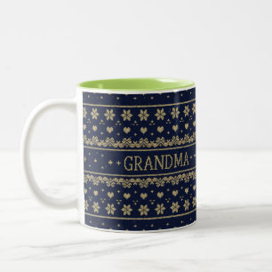 Christmas Sweater Knit Pattern — Grandma Two-Tone Coffee Mug