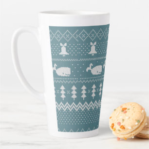 Christmas Sweater Knitted Pattern Whale Winter Latte Mug