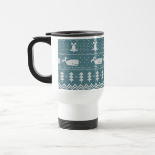 Christmas Sweater Knitted Pattern Whale Winter Travel Mug