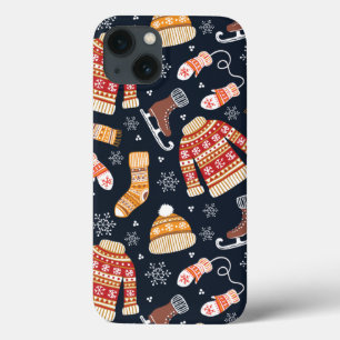 Christmas Sweater Mittens Ice Skate Winter Pattern iPhone 13 Case