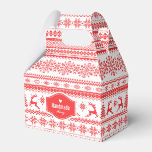 Christmas sweater red fair isle pattern monogram favor box
