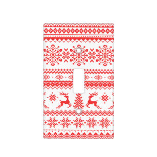 Christmas sweater red fair isle pattern monogram light switch cover