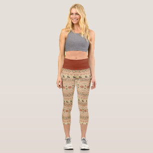 Christmas Sweater Reindeer Pattern Capri Leggings