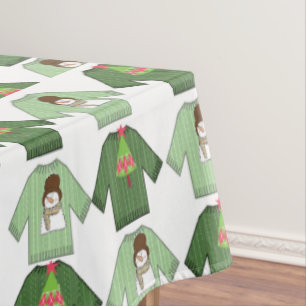 Christmas Sweaters Tablecloth, White Tablecloth
