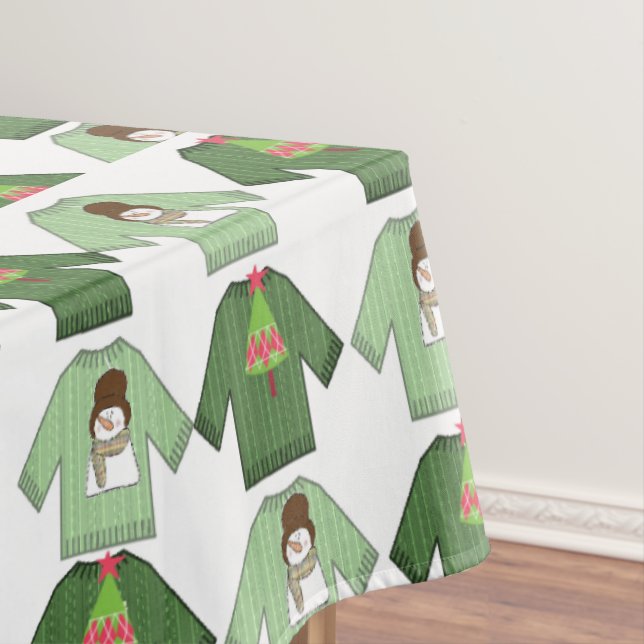 Christmas Sweaters Tablecloth, White Tablecloth (In Situ)