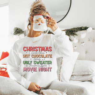 Christmas Sweatshirt, Santa Claus, Hot Chocolate, Sweatshirt
