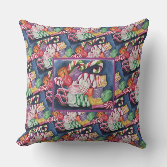 CHRISTMAS SWEET CANDY THROW PILLOW (Front)