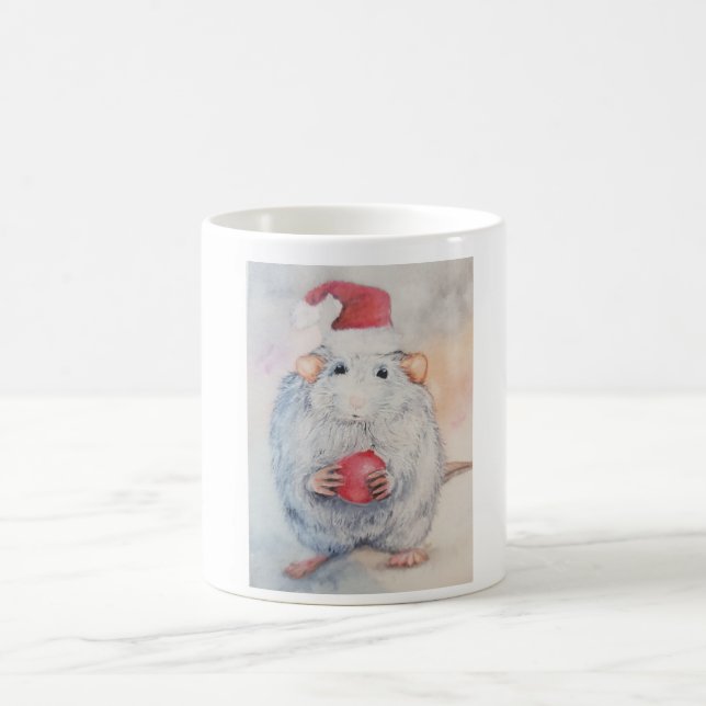 Christmas sweet mouse with red Christmas tree toy Coffee Mug (Center)
