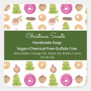 Christmas Sweets Handmade Soap Beauty Branding Square Sticker