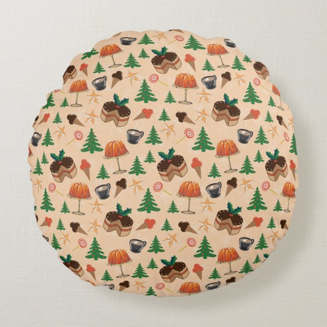 Christmas sweets round pillow (Front)