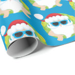 Christmas swimming beach tiled Santa party wrap Wrapping Paper<br><div class="desc">design by www.etsy.com/Shop/PrettyGrafikDesigns</div>