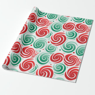 Christmas Swirl Red, Green, and White  Wrapping Paper