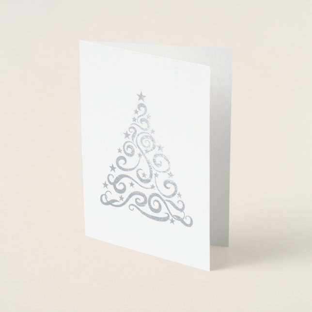 Christmas Swirl Tree Beautiful Foil Card (Front)