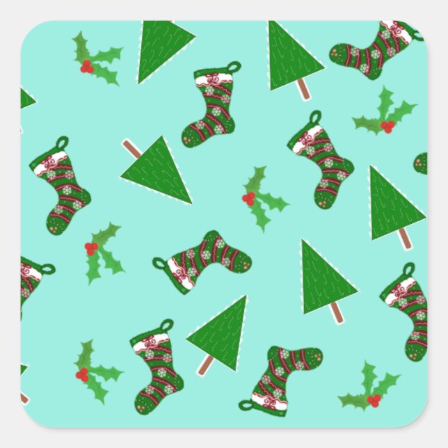 Christmas Symbols Aqua Gift Tag (Front)