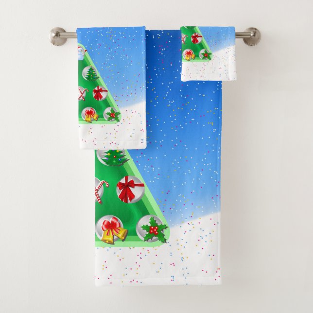 Christmas Symbols Bath Towel Set (Insitu)