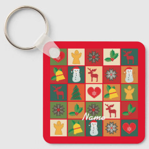 Christmas Symbols Medley Art Thunder_Cove Keychain