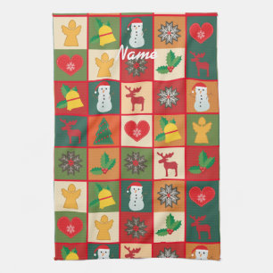 Christmas Symbols Medley Art Thunder_Cove Kitchen Towel