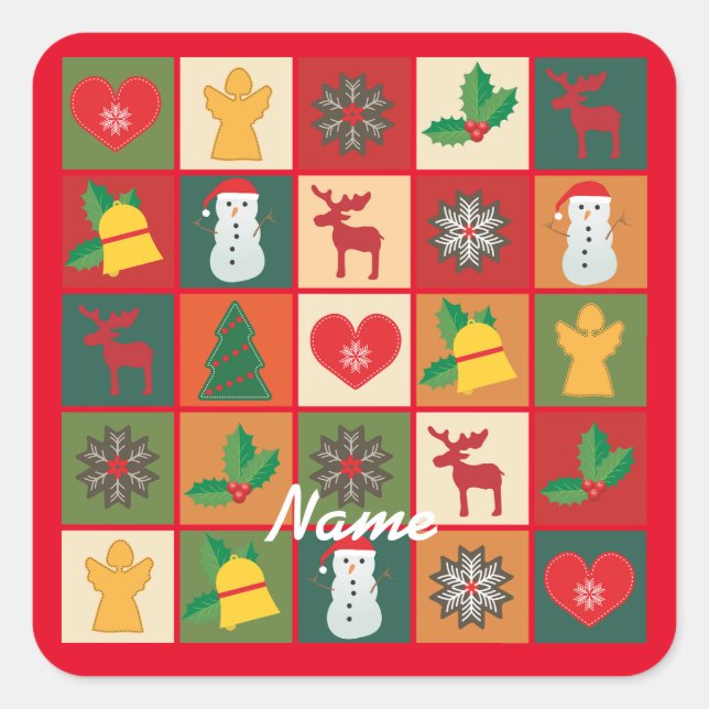 Christmas Symbols Medley Art Thunder_Cove Square Sticker (Front)