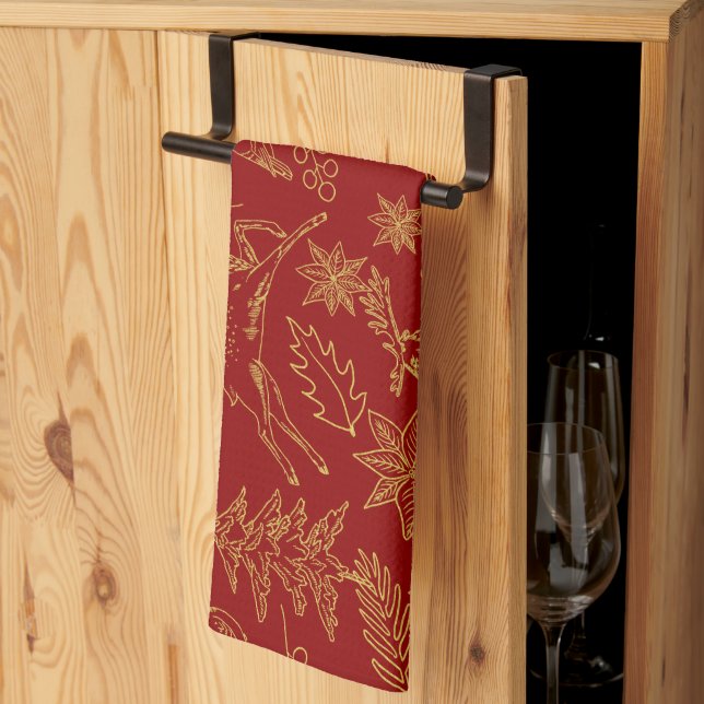 Christmas symbols pattern kitchen towel (Thirds Fold)