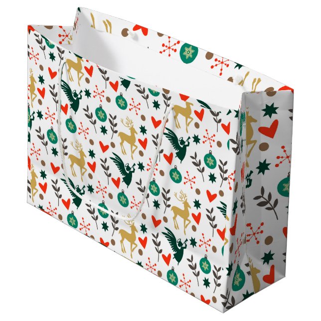 Christmas symbols pattern large gift bag (Front Angled)