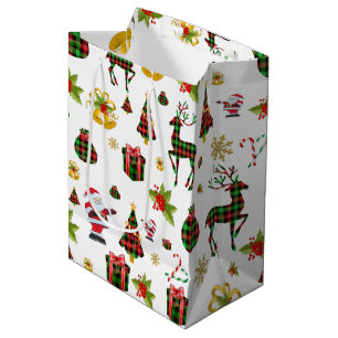 Christmas Symbols Pattern Medium Gift Bag