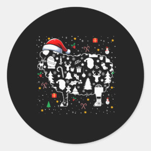 Christmas Symbols Santa Sheep Cute Shape Matching Classic Round Sticker