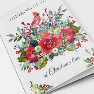 Christmas Sympathy Card   Bouquet & Cardinal