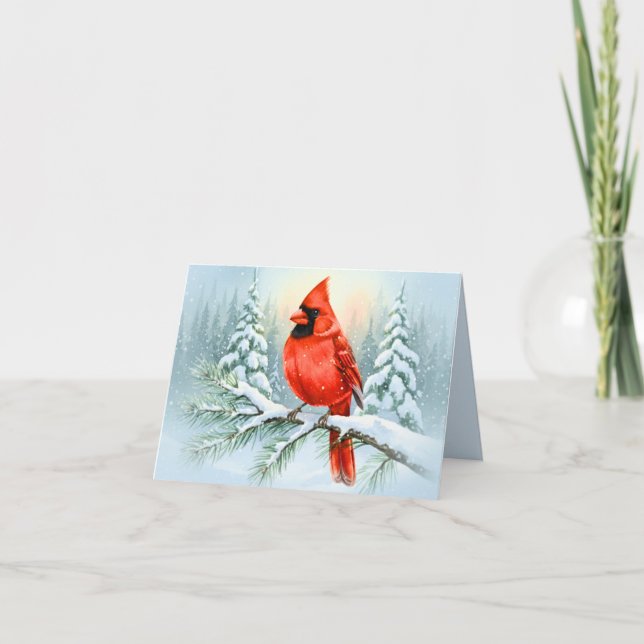Christmas Sympathy Note Cardinal Memorial Holiday Note Card (Front)