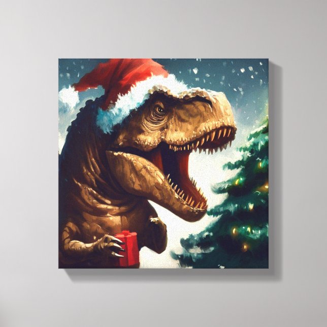 Christmas T-Rex 1 Canvas Print (Front)