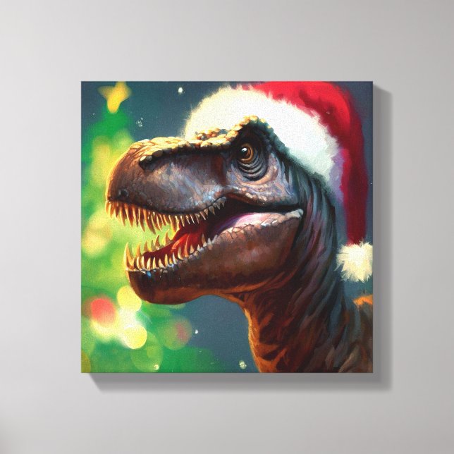 Christmas T-Rex 2 Canvas Print (Front)