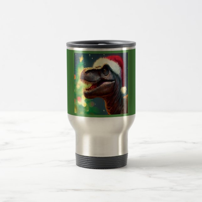 Christmas T-Rex 2 Travel Mug (Center)