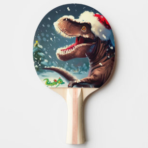 Christmas T-Rex (3) Ping Pong Paddle