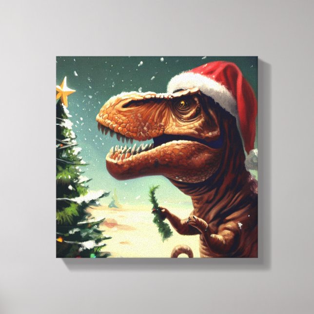Christmas T-Rex 4 Canvas Print (Front)