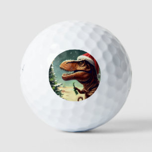 Christmas T-Rex (4) Golf Balls