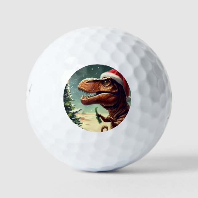 Christmas T-Rex (4) Golf Balls (Front)