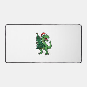 Christmas T-Rex Carrying Christmas Tree Desk Mat
